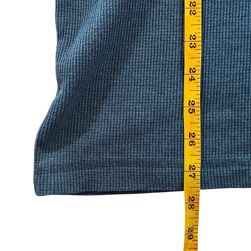 Club Room Mens Blue Waffle Knit Thermal Henley Shirt Long Sleeve XL FA22 - Picture 7 of 8